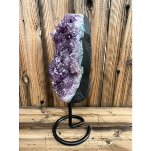 21.2 Lb. Huge Amethyst Quartz Crystal Cluster on Metal Stand. Huge Polished Amethyst Geode Home Deco