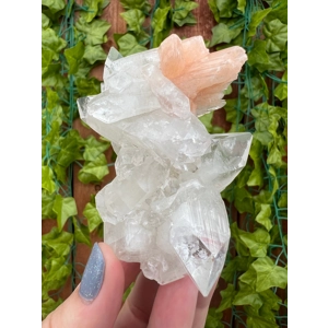 5.05 oz. AA Grade Apophyllite Clear Crystal Cluster Stalactite  from Jalgaon India. You get this pie