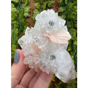 7.72 oz. AA Apophyllite Crystal Cluster with Stilbite from Jalgaon India. You get this piece! ZA14