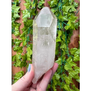 12.27 oz. Clear Clear Quartz Crystal Point with Etching and Window. You get this piece!