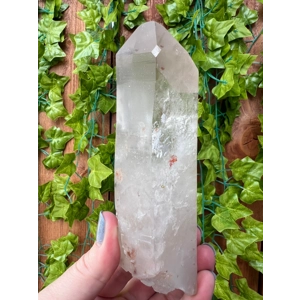 12.27 oz. Clear Clear Quartz Crystal Point with Etching and Window. You get this piece!