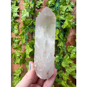 12.27 oz. Clear Clear Quartz Crystal Point with Etching and Window. You get this piece!