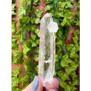 1.3 oz. Clear Lemurian Quartz Crystal Laser Point with Etching. All Natural Clear Quartz Point from