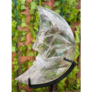 14.34 oz. Large Carved Clear Quartz Crystal Moon on Metal Stand. You get this piece!