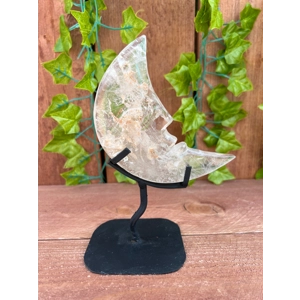 10.46 oz. Large Carved Clear Quartz Crystal Moon on Metal Stand. You get this piece!
