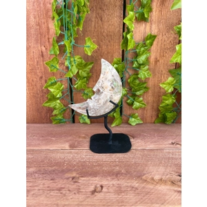 10.46 oz. Large Carved Clear Quartz Crystal Moon on Metal Stand. You get this piece!