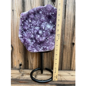 21.2 Lb. Huge Amethyst Quartz Crystal Cluster on Metal Stand. Huge Polished Amethyst Geode Home Deco