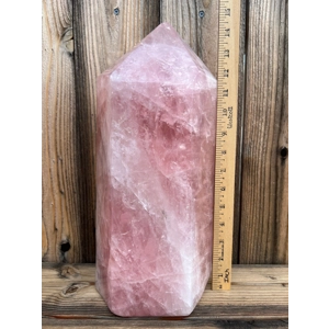 33.2 Lb. Large Rose Quartz Obelisk. 14.9 Inches Tall. Polished Rose Quartz Crystal Point Home Decor.