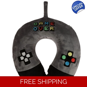 Relaxeazzz Plush Memory Foam Travel Pillow - Game Over