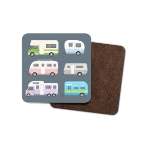 4 Pack Of Caravan/Motorhome Design Hardboard Coasters