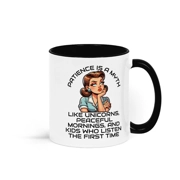 Two Toned Retro Sarcastic Ceramic Mothers Day, Birthday Mug Patience is a Myth