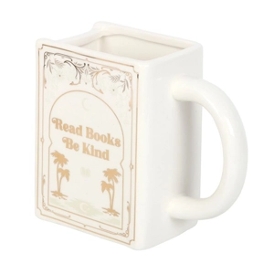 Read Books Be Kind White Book Shaped Mug