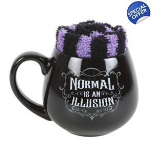 Normal is an Illusion Gothic Mug and Socks Set
