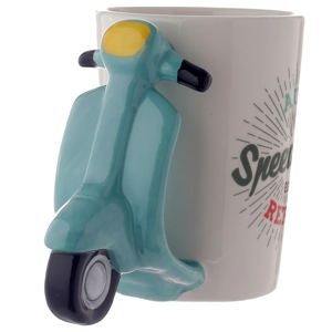Fun Scooter Shaped Handle Ceramic Mug