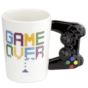 Introducing the Shaped Handle Ceramic Mug - GAME OVER Game Controller, a perfect blend of functional