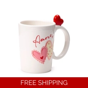 Shaped Handle Ceramic Mug - Amore Heart 