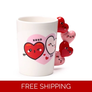 Shaped Handle Ceramic Mug - J'Adoramals Heart XOXO