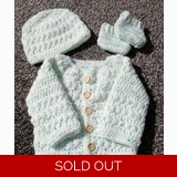 Baby cardigan, hat & booties set