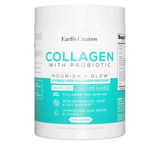 Earth’s Creation Hydrolyzed Collagen Peptides + Probiotics Nourish + Glow