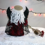 Haunting and Serene, Angel Sock Doll with Reversible, Black Wings & Gold Halo, OOAK, Unique, Heirloo
