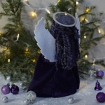 Sparkling, Handmade, Waldorf style Angel in Purple with Reversible Wings, and Floating Style Halo in
