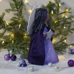 Sparkling, Handmade, Waldorf style Angel in Purple with Reversible Wings, and Floating Style Halo in
