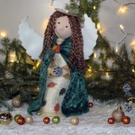 Autumn Angel, Nature Inspired, Waldorf Style Doll with Fall leaf Detail, Floating Halo & Wooden Box,