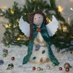 Autumn Angel, Nature Inspired, Waldorf Style Doll with Fall leaf Detail, Floating Halo & Wooden Box,