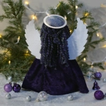Sparkling, Handmade, Waldorf style Angel in Purple with Reversible Wings, and Floating Style Halo in