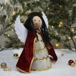 Handmade Angel with Renaissance Style Detail & Reversible Wings, Holiday Decor or Tree Topper, OOAK,