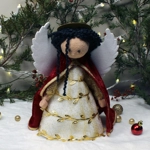 Handmade Angel with Renaissance Style Detail & Reversible Wings, Holiday Decor or Tree Topper, OOAK,