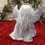 Decorative Angel Tree Topper in White & Silver, Reversible Wings, Adjustable Floating Halo, Waldorf