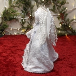 Decorative Angel Tree Topper in White & Silver, Reversible Wings, Adjustable Floating Halo, Waldorf