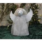 Elegant, Angel Tree Topper, Handmade Waldorf Style in Silver Gown, Reversible Wings, Adjustable, Flo