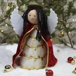 Handmade Angel with Renaissance Style Detail & Reversible Wings, Holiday Decor or Tree Topper, OOAK,