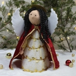 Handmade Angel with Renaissance Style Detail & Reversible Wings, Holiday Decor or Tree Topper, OOAK,