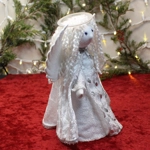 Decorative Angel Tree Topper in White & Silver, Reversible Wings, Adjustable Floating Halo, Waldorf