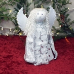 Decorative Angel Tree Topper in White & Silver, Reversible Wings, Adjustable Floating Halo, Waldorf