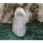 Elegant, Angel Tree Topper, Handmade Waldorf Style in Silver Gown, Reversible Wings, Adjustable, Flo