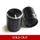 Aluminium-finished 12x17mm knob - black