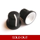 Soft-touch rubber 16x15mm knob - black and white