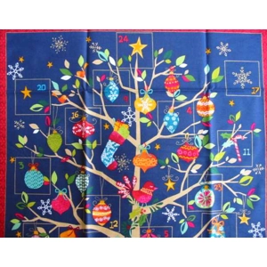 Stocking tree Advent panel in blue