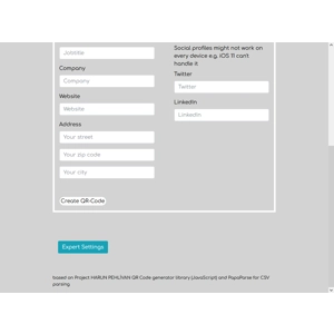 vCard Conform QR Code Generator