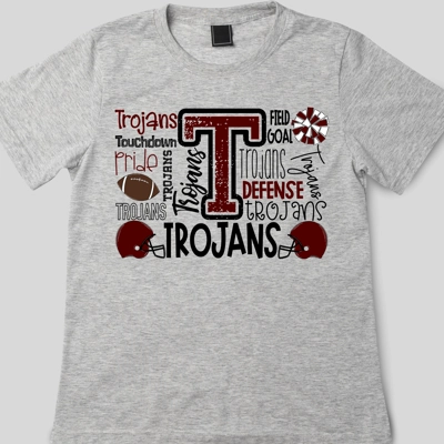 Short Sleeve Trojan Word Art T-Shirt