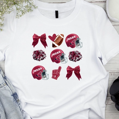 Jenks Maroon Bows, Football Helmets and PomPoms Jenks Maroon Bows, Football Helmets and PomPoms