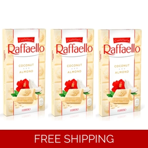 3x Ferrero Raffaello Chocolates Bar Milk White Coconut Almond 3 x 90 g (3.17 Oz)