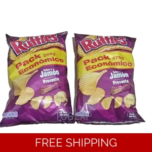 Ruffles Chips Ham BIG SIZE 2 x 275g Corrugated and Crisp Jamon Potato Snack