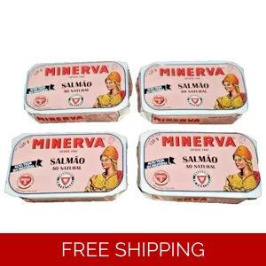 4 Cans Salmon Portuguese Natural 120g - 4.23oz - Minerva Portugal