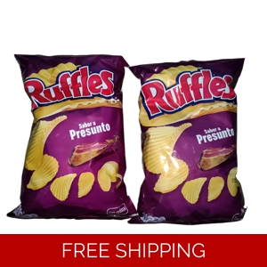 Ruffles Ham Chips 2 x 150g (2 x 5.3 oz) Corrugated and Crisp Jamon Potato Snack