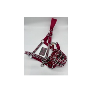Burgundy & Silver Headcollar